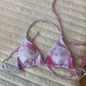 Romwe Pink Tie Dye Bikini Top